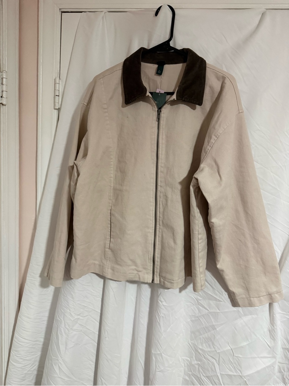 wild fable Cream Jacket with Brown Corduroy Collar